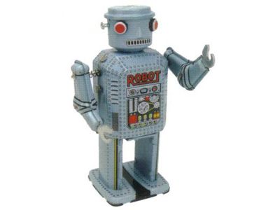 Robot blauw met rode ogen